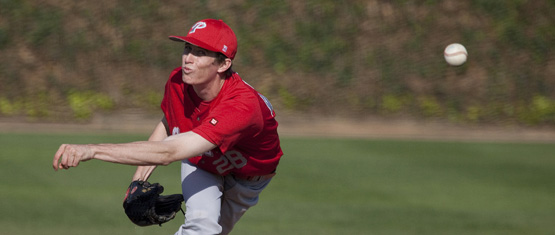 Palomar's Tim Hill delivers a pitch vs. San Diego City College in 2010. -- Photo by Hugh Cox
