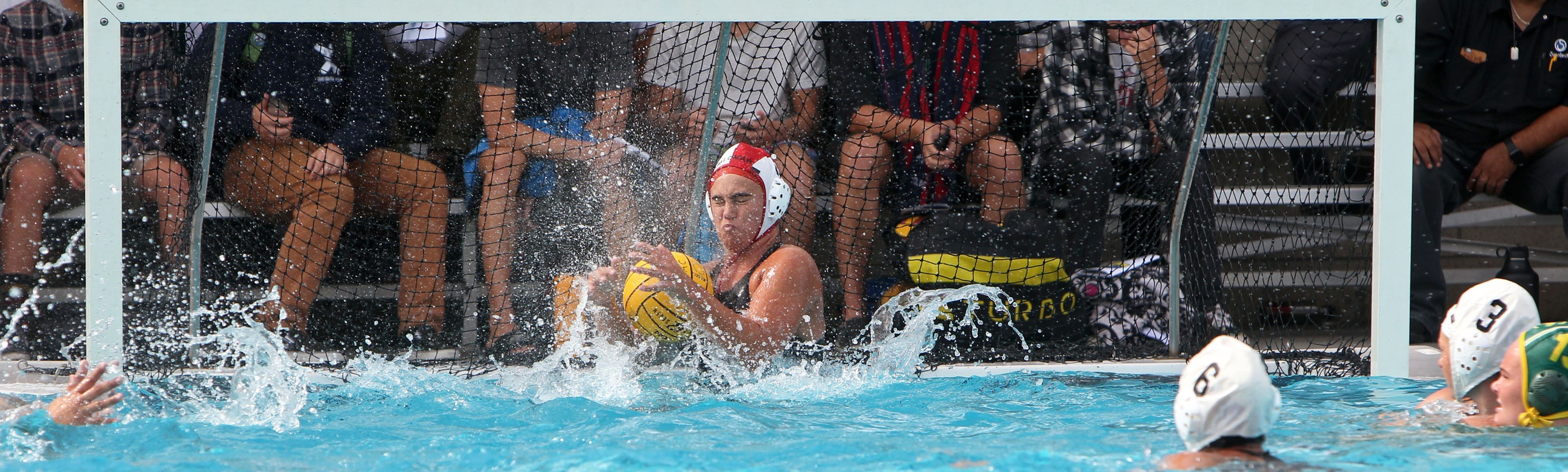 Skylar Buckland makes one of her 20 saves in the two-day tournament in Friday's semifinal win over Grossmont. -- Photo by Hugh Cox