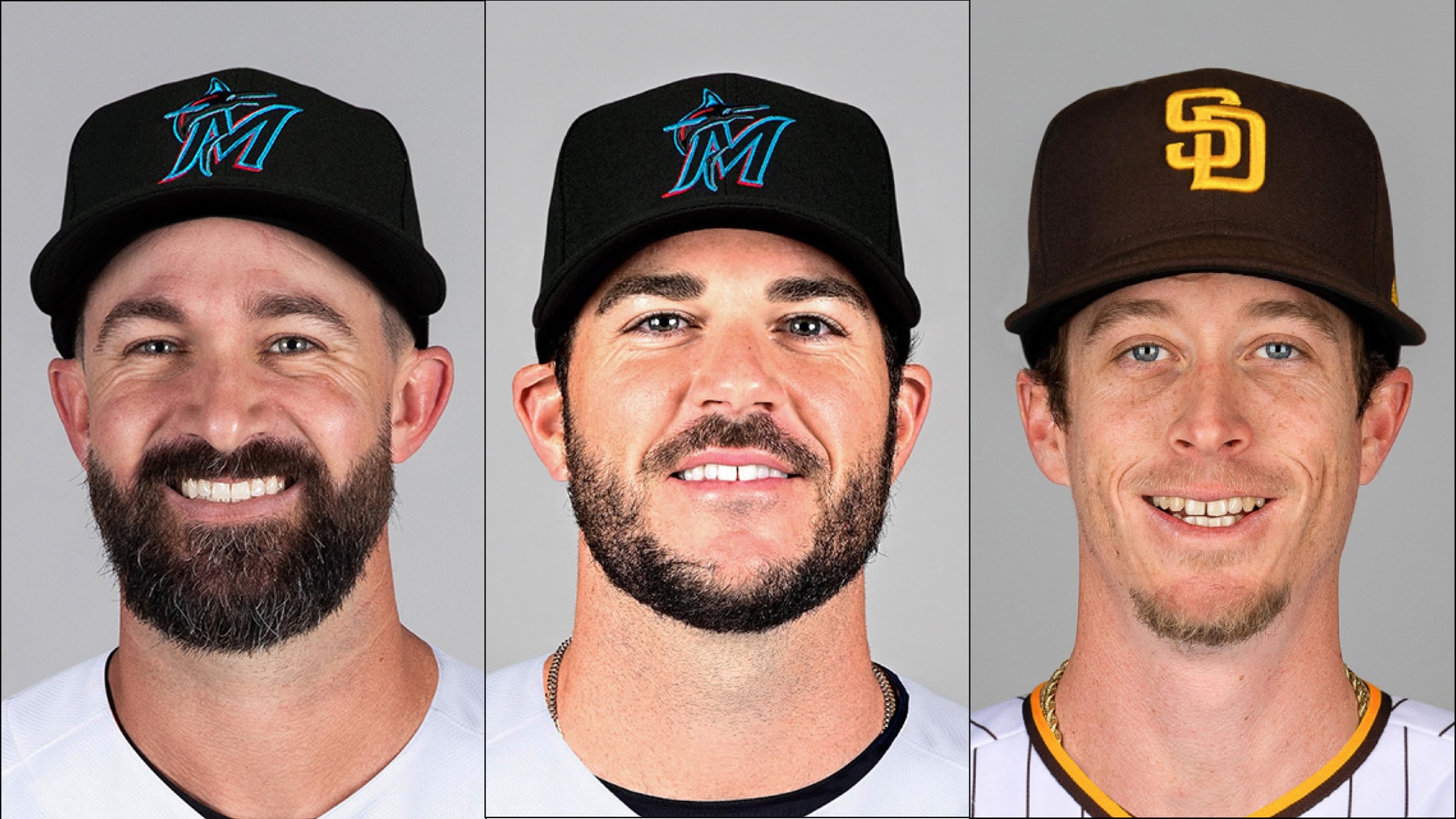 Nick Vincent (left), James Hoyt (center) and Tim Hill (right) helped their teams to the MBL NL Divisional Series beginning Tuesday. Photos by MLB.com.