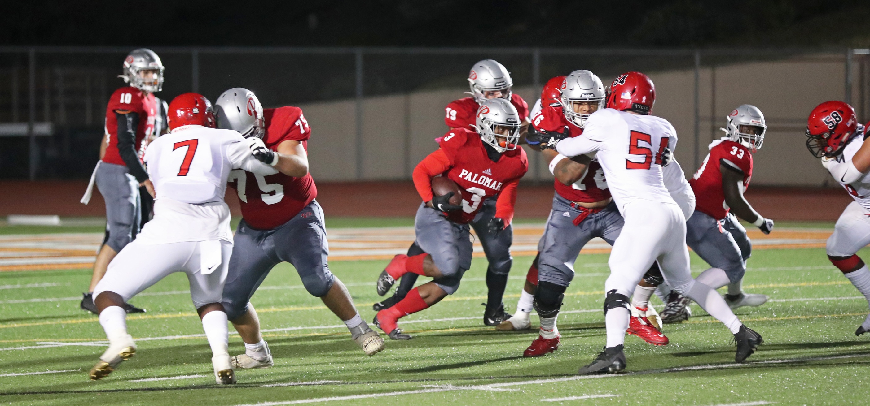 Tawee Walker (No 3) leads the running back group with 508 yards on 111 carries. Photo by Hugh Cox.