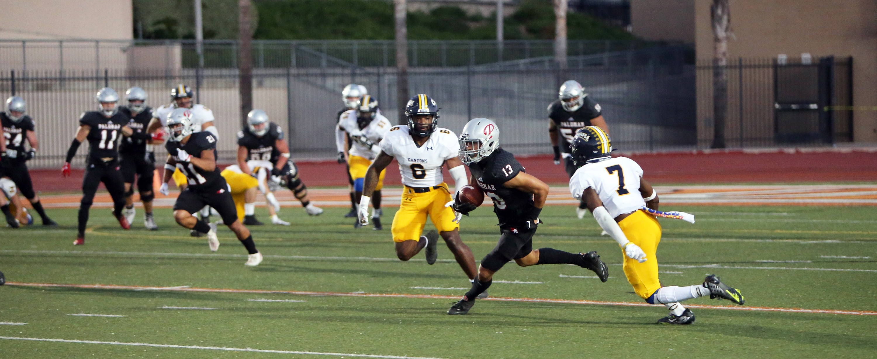 Ka'alei Apana led the receivers with 49 yards on five receptions. Photo by Hugh Cox.