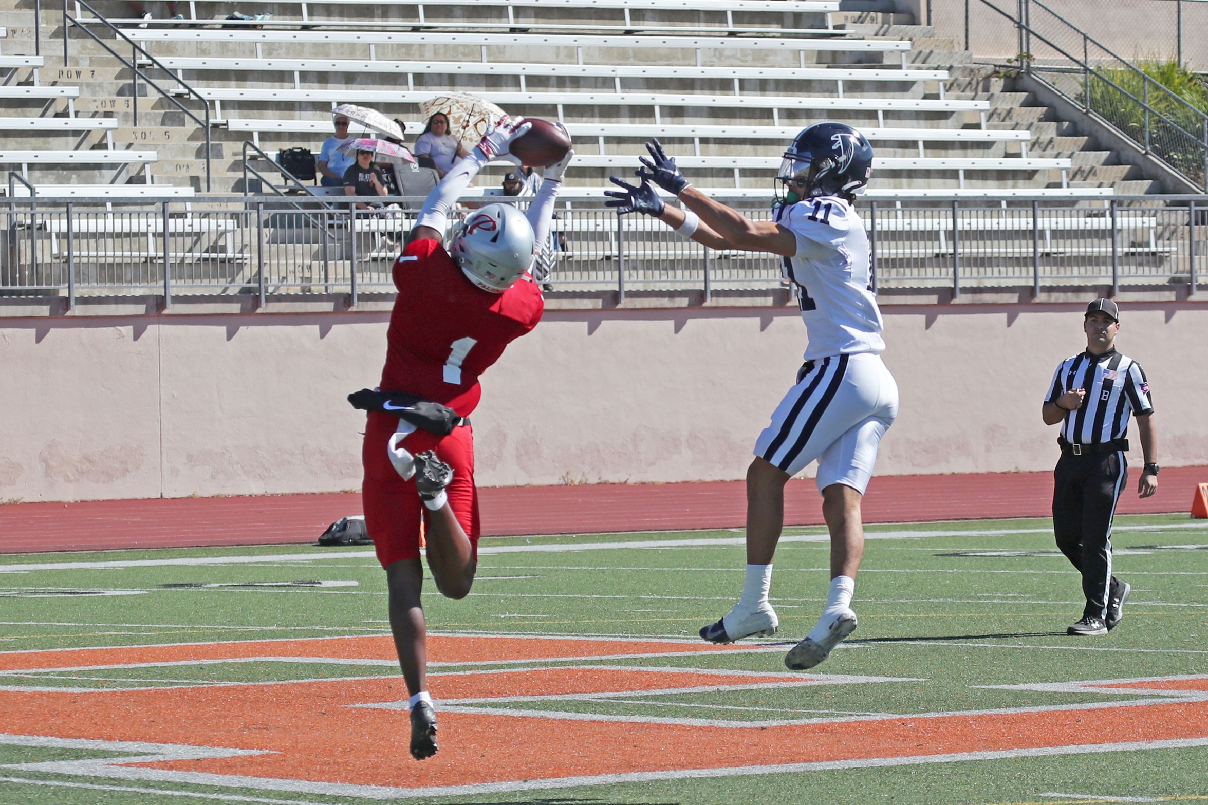 Marquis Bell recorded his third interception of the year on Saturday. Photo by Hugh Cox.