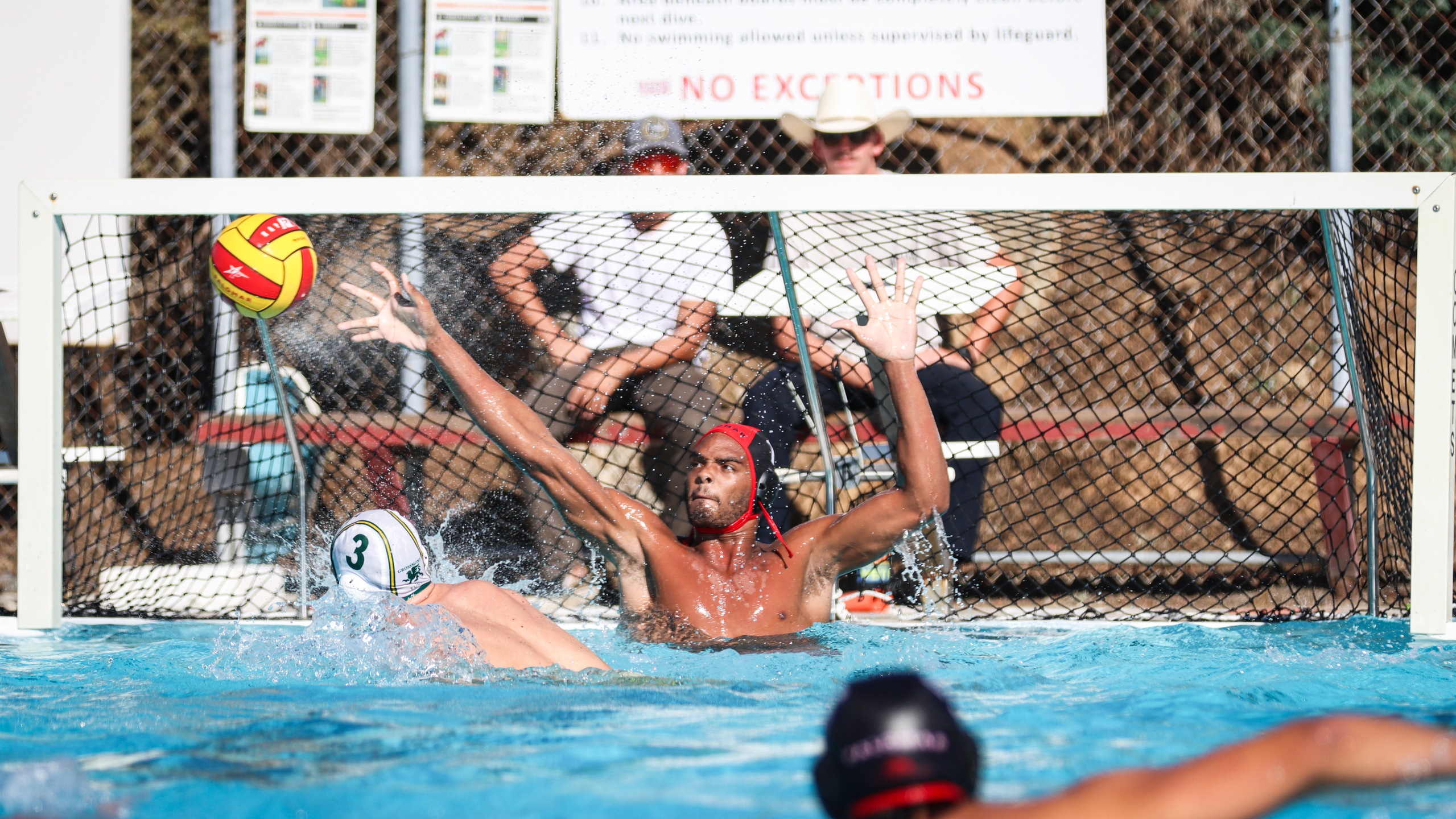 Tre Turner had 16 saves against Grossmont College on Wednesday afternoon. Photo by Cara Heise.