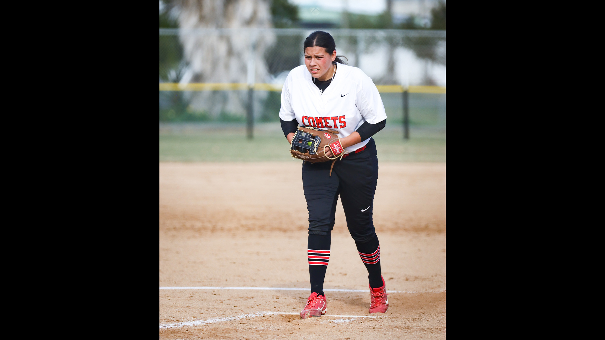 GiGi Clavel had a career-high 13 strikeouts against Riverside City College. Photo by Cara Heise.