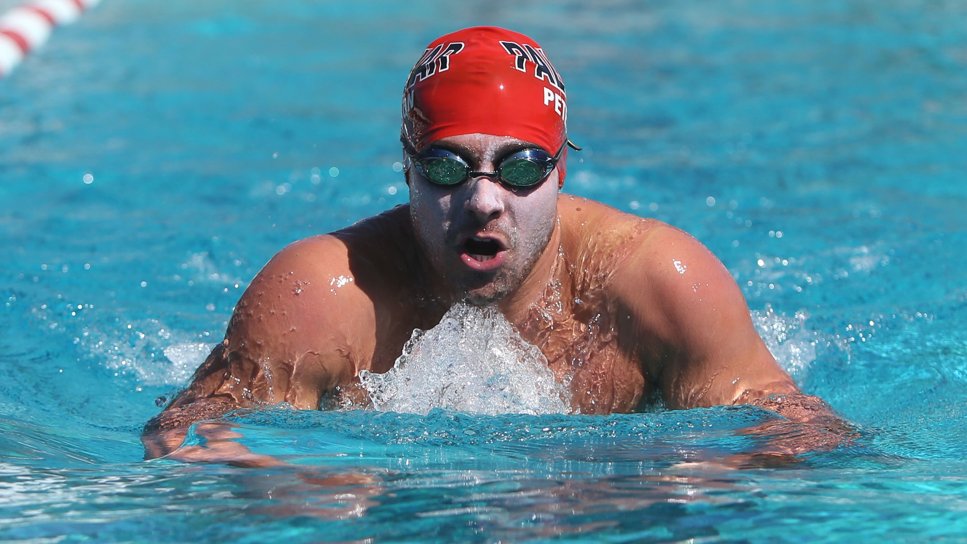 George Peterson placed first in Event 30 Men 200 Yard IM with a time of 2:06.25. Photo by Hugh Cox.