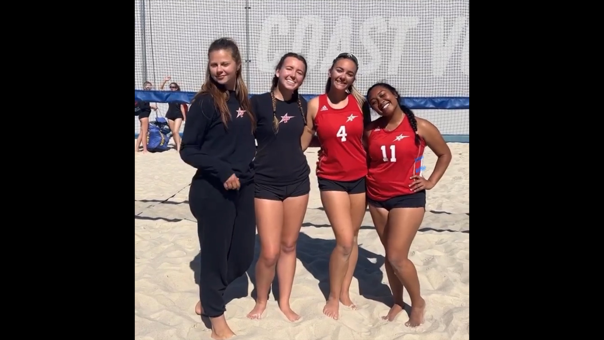 The 5s (left), Lindsay Spohn and Jessica Hege, and 3s (Kenna Broach and Alana Lacangan) won their matches against San Diego City College.