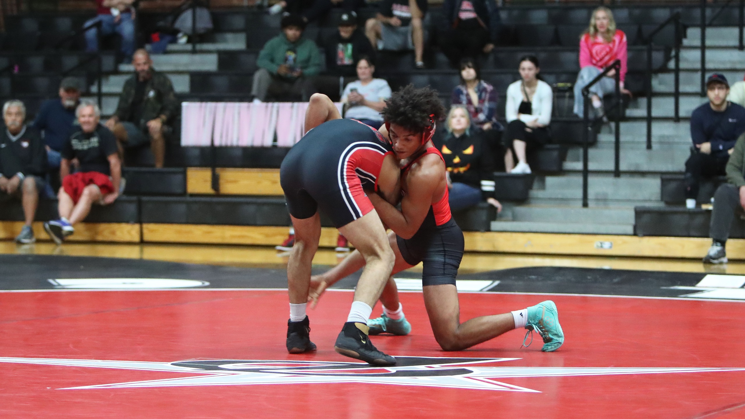 Dorian Parker pinned his opponent last week against Santa Ana College. Photo by Hugh Cox.