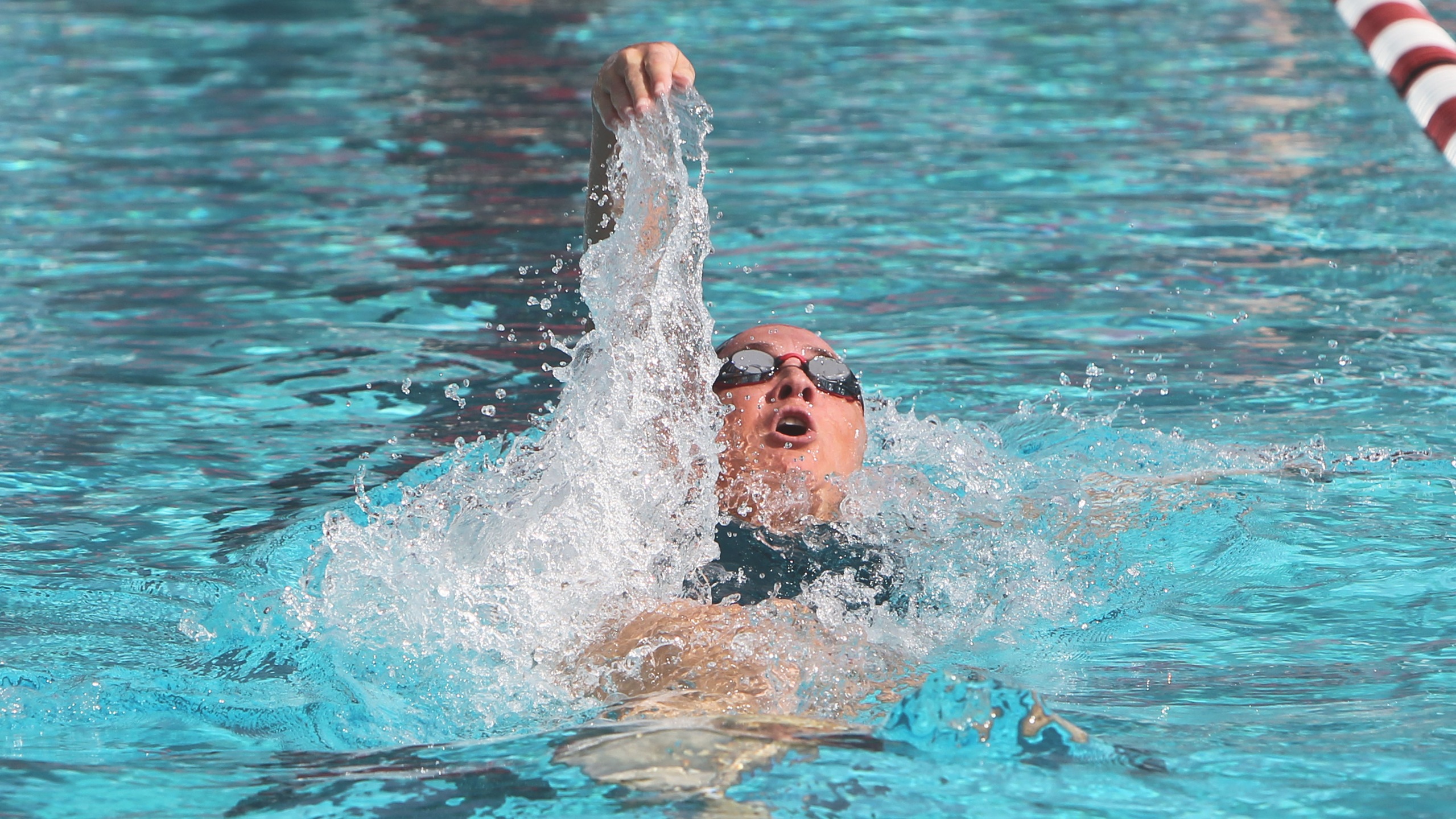Emma Hart finished the 50-yard backstroke with a time of 27.13. Photo by Hugh Cox.