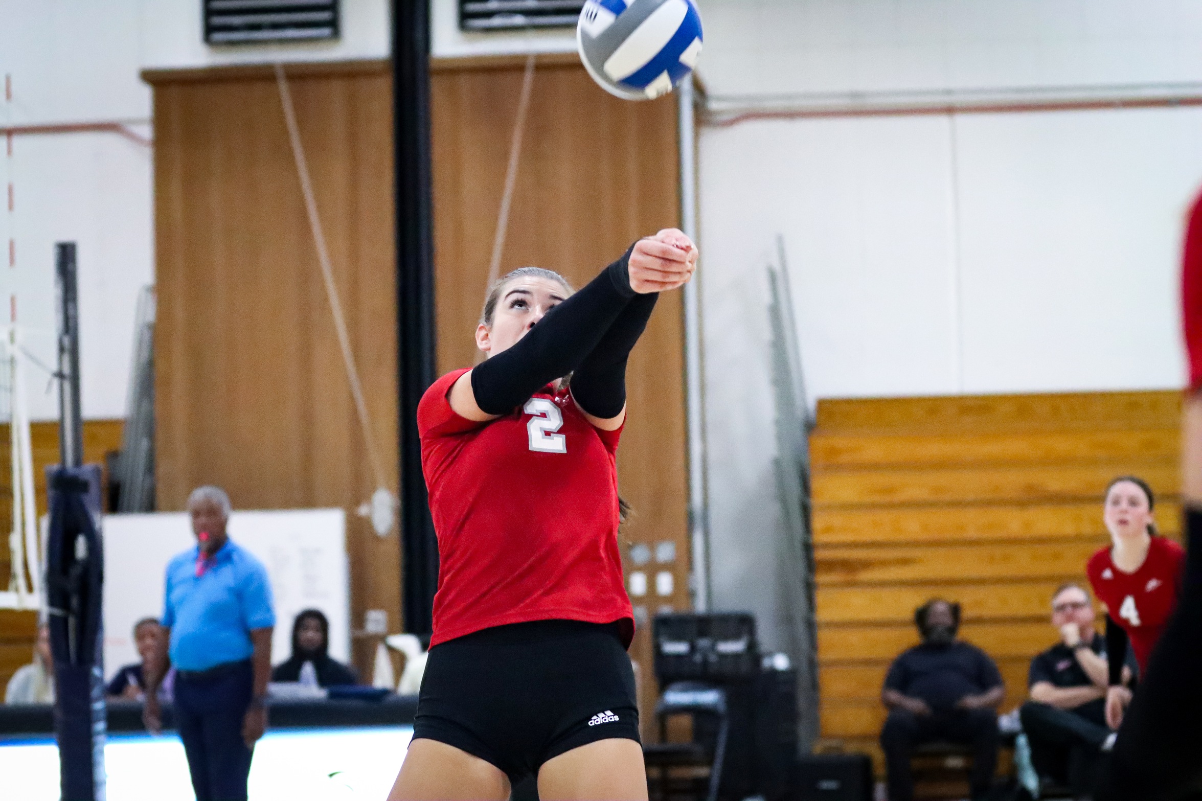 Mayara Swillens finished with night with seven digs and 22 assists. Photo by Cara Heise.